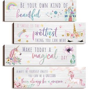 Unicorn Rainbow Girls Room WallDecor Unicorn Rainbow Motivational, Inspirational